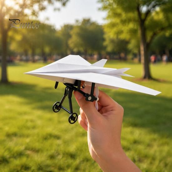 RC Plane with Dual Propellers Remote Control Paper Airplane Kit, DIY Electric Gyro Kit Stabilizer, Propellers, Lightweight Glider Assembly Toy