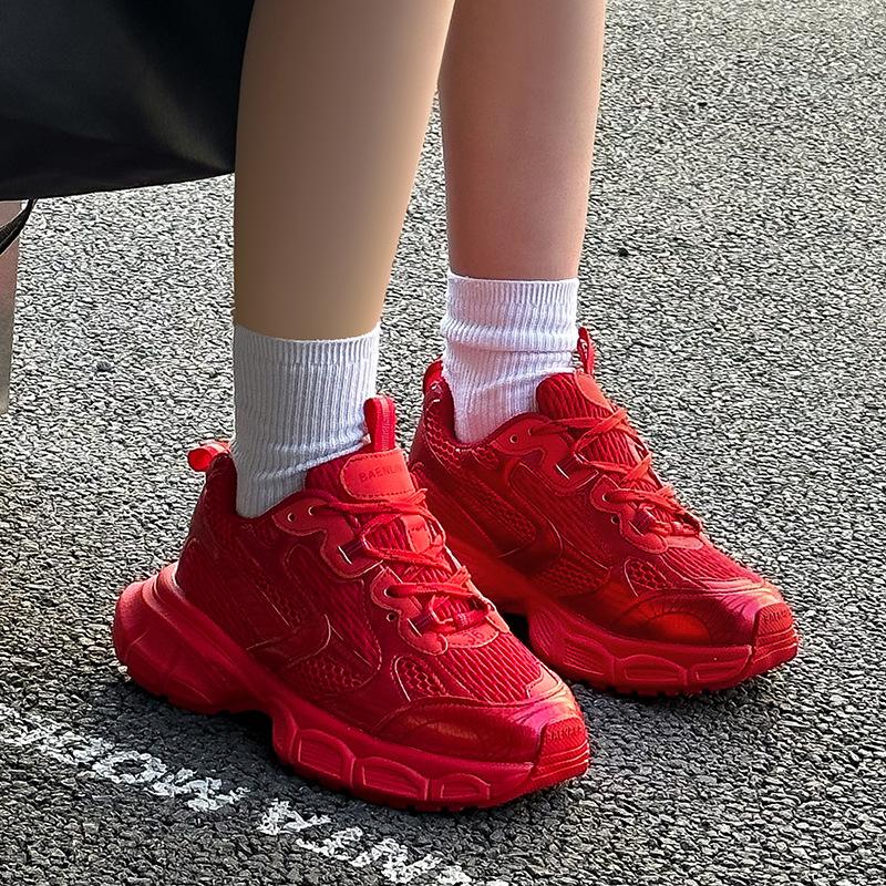 Daddy shoes red spring and autumn new lace-up ins trendy casual European super fire sports shoes