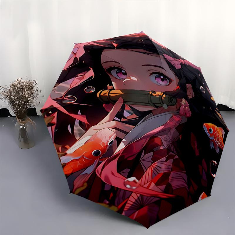 1pc Kamado Nezuko Demon Slayer Automatic Opening and Closing Umbrella - Suitable for Various Occasions, Outdoor Activities, Lightweight and Durab