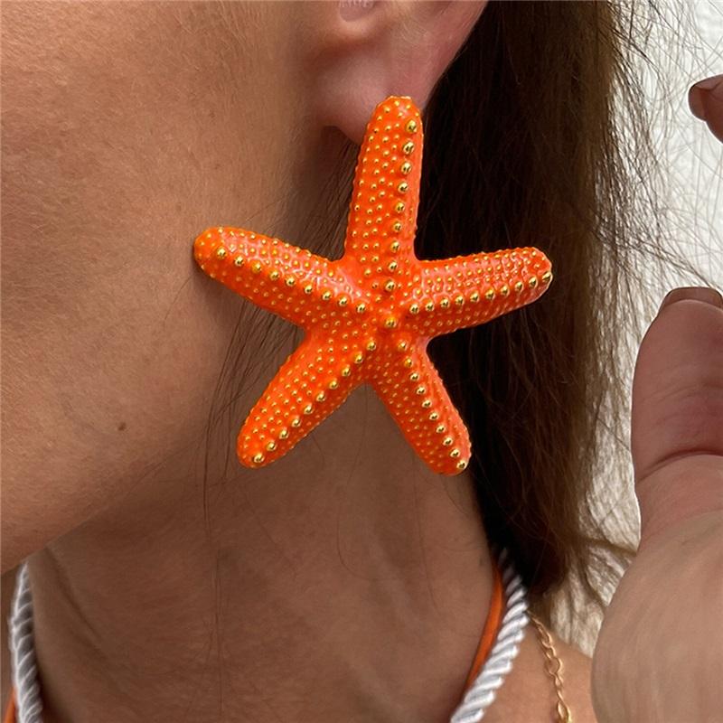 European and American Holiday Style Ins Metal Color Starfish Pendant Necklace for Women Beach Personality Star-shaped Thick Rope Necklace