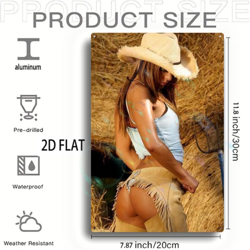 2D Flat 1pc Vintage Full-Length Photo Sign Aluminum Poster, Waterproof & Heat-Resistant , No-Fade Indoor/Outdoor Decoration