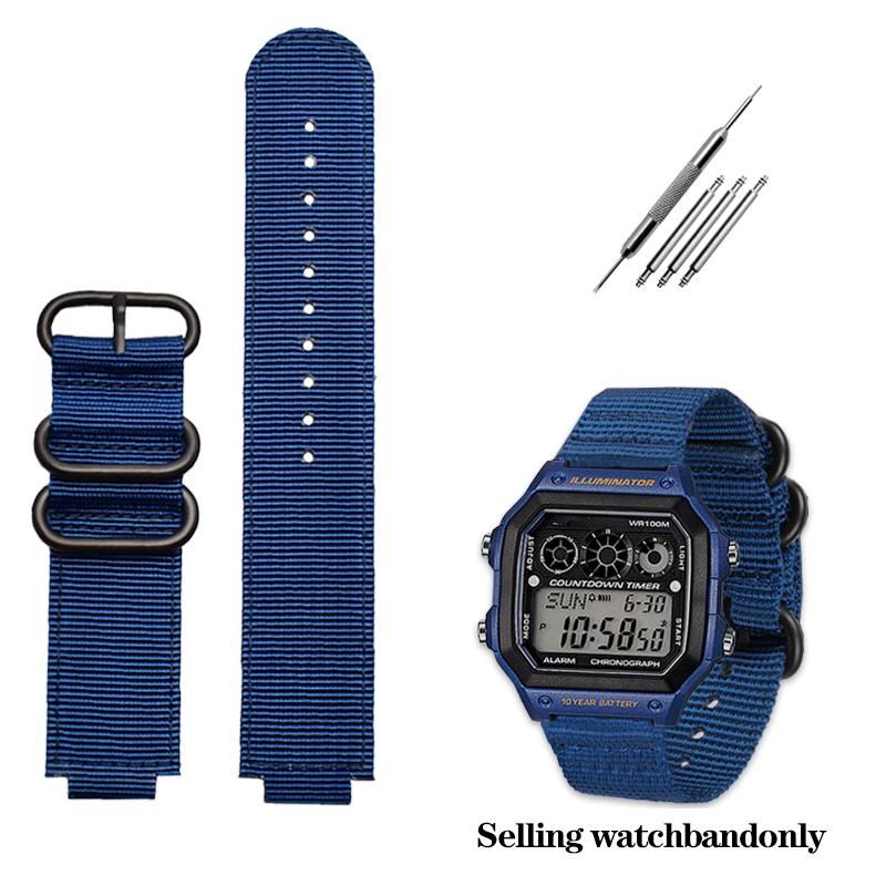 Modified Nylon Watch Band for Casio AE1200WH/1300/1000/1500 AE-1200 A158W A159 Waterproof Outdoor Sports Wrist Strap 24*18mm