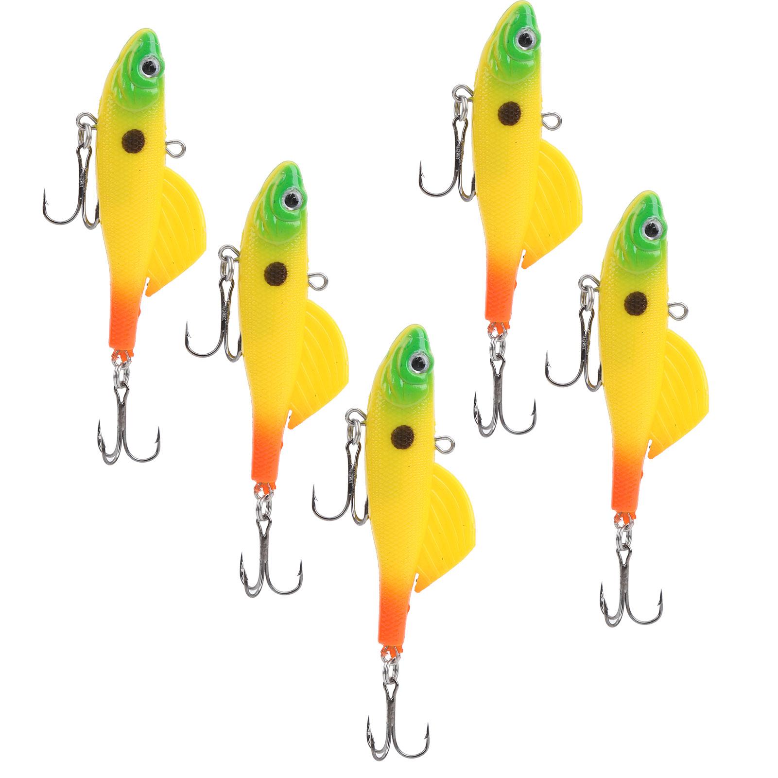

5Pcs Luminous Fishing Lures Ice Fishing Jigs Treble Hooks Bait Lifelike Tackle Accessories