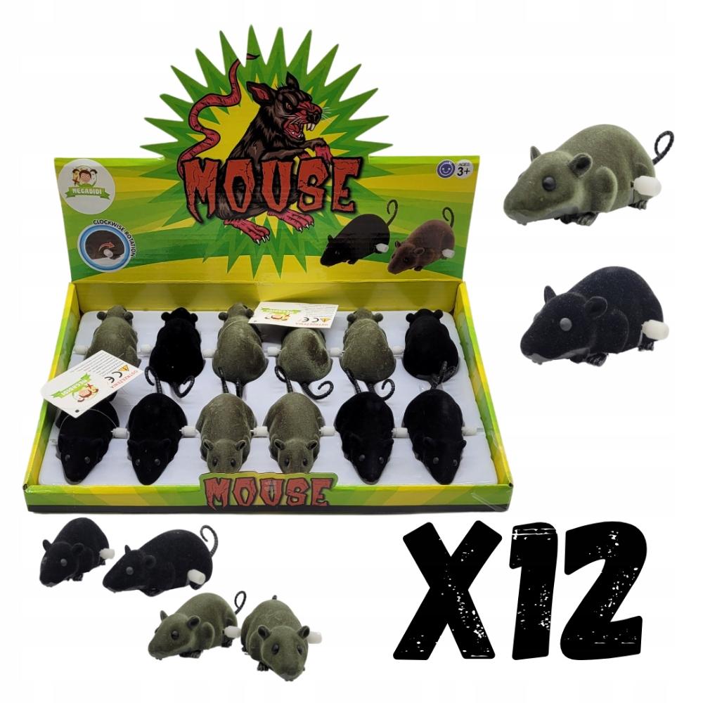 12 X Myszka Mysz Dla Kota Uciekająca 12Cm Czarna I Szara Oryginalny Display
