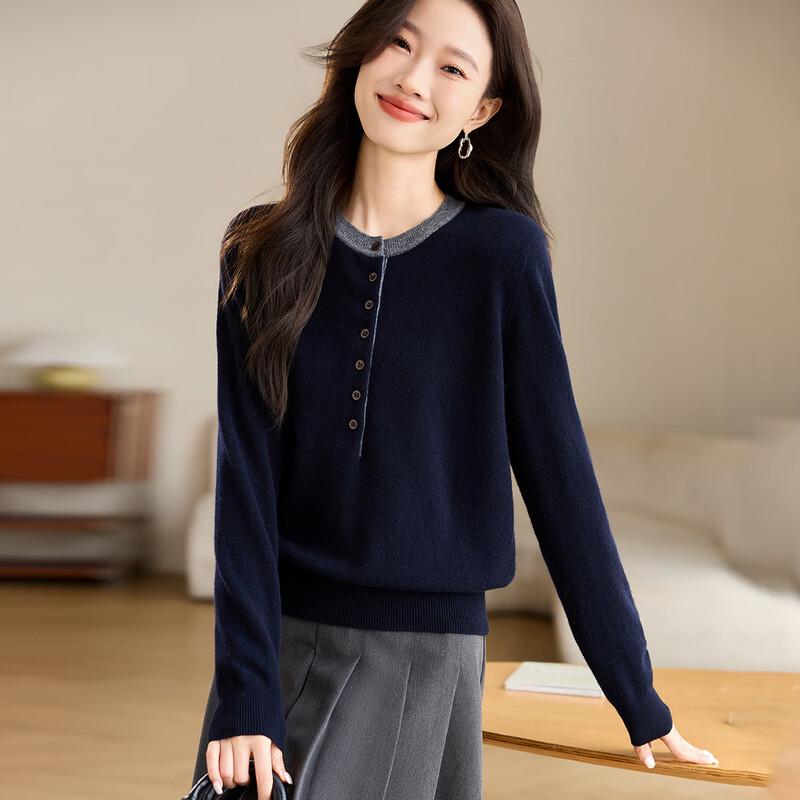 

Srcr Women s Faux Two-Piece 100% Wool Colorblock Knit Sweater One Size