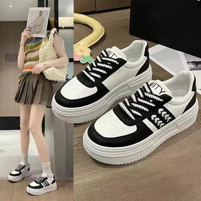 Thick Soled Sponge Cake Shoes For Women Spring Autumn Casual Versatile Sports Board Shoes Height Increasing Small White Shoes