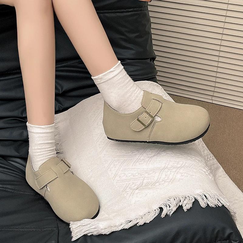 

Мода 2024 Бренд Женская обувь Пряжка на ремне Женские балетки Модные круглый носок Повседневная плоская обувь Горячая распродажа Однотонные плоские Низкий каблук zapatos Mujer 35 серый