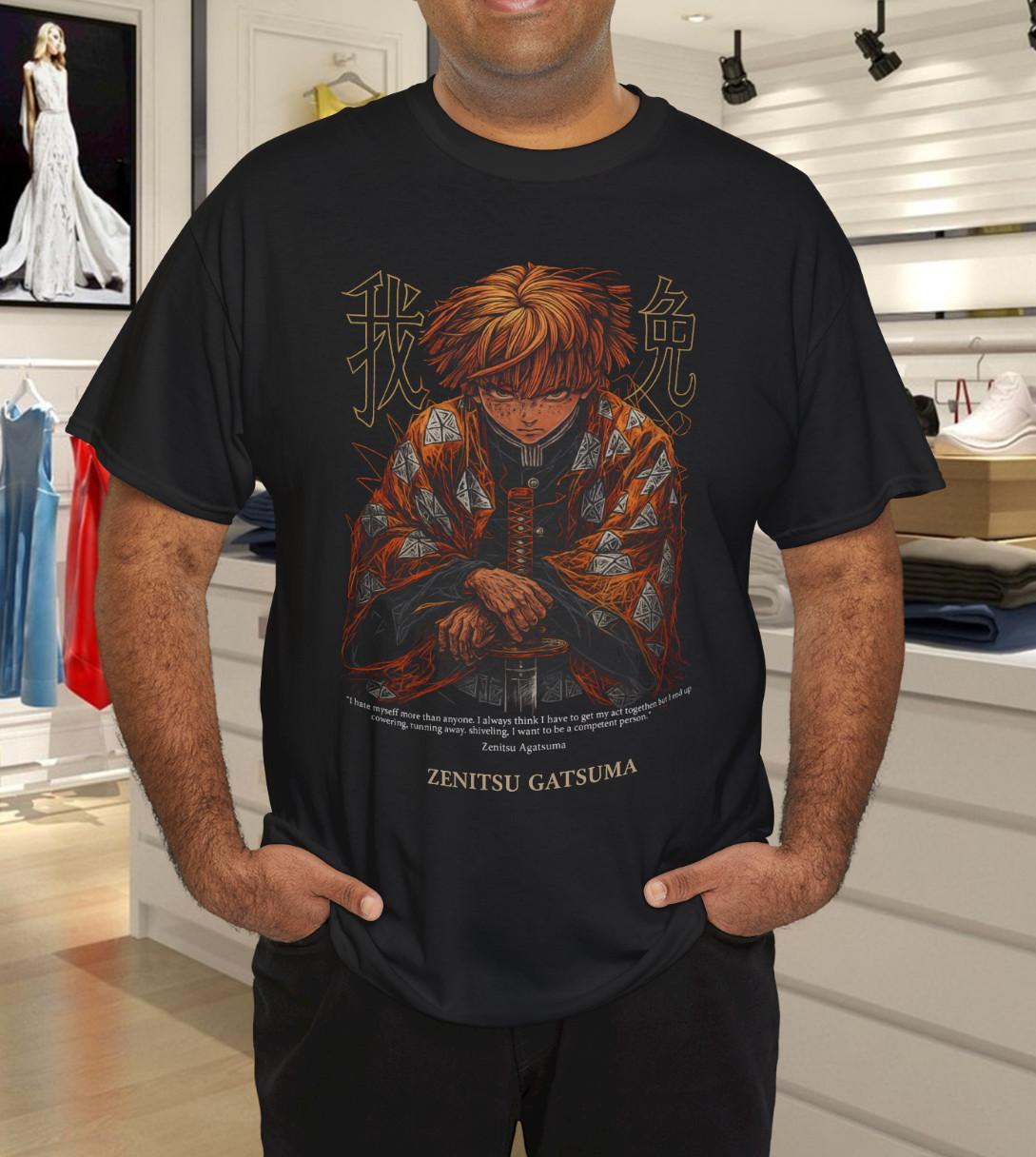 Zenitsu Agatsuma T-Shirt Mens Womens Tees Top – Electrifying Demon Slayer Manga Style Graphic Tee S