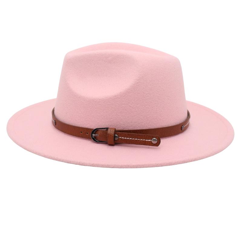 1PC Fashion Wool Fedora Hat Men Autumn Winter Wide Brim Jazz Cap Imitation Woolen Women Church Felt British Hat