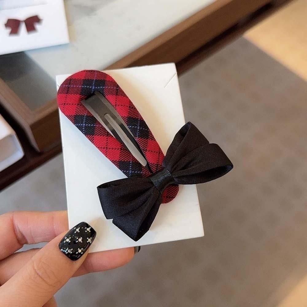 Polyester Karo Schleife Haarspange Hochwertige Koreanische Haarspangen Haarspange für Pony Schleifenkopf Haarspange Party