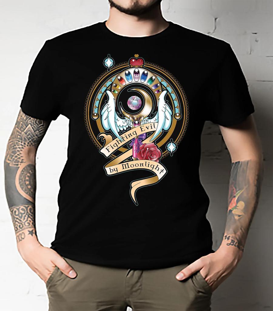 Men's and Women's T-shirts Fighting Evil By Moonlight