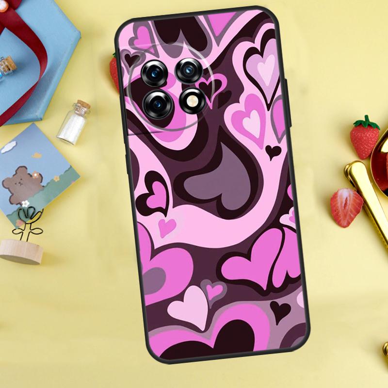 

Brown Purple Hearts Swirl Pattern Case For OnePlus 13R 12R 10R 15 13 12 11 10 9 13T 10T 8T Nord CE 5 2 3 4 Lite N20 N30 Cover OnePlus Nord CE3Lite