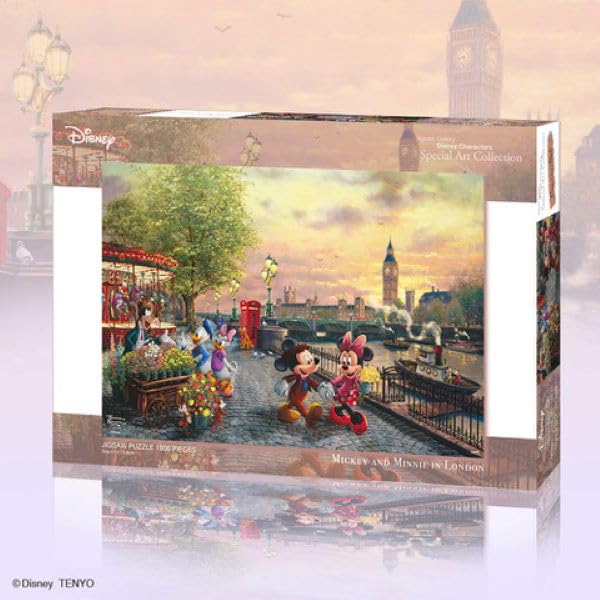 Tenyo [Made in Japan] 1000 Piece Jigsaw Puzzle Disney Mickey and Minnie in London (51x73.5cm) D-1000-853 Comes with Glue, Spatula, and Service Card