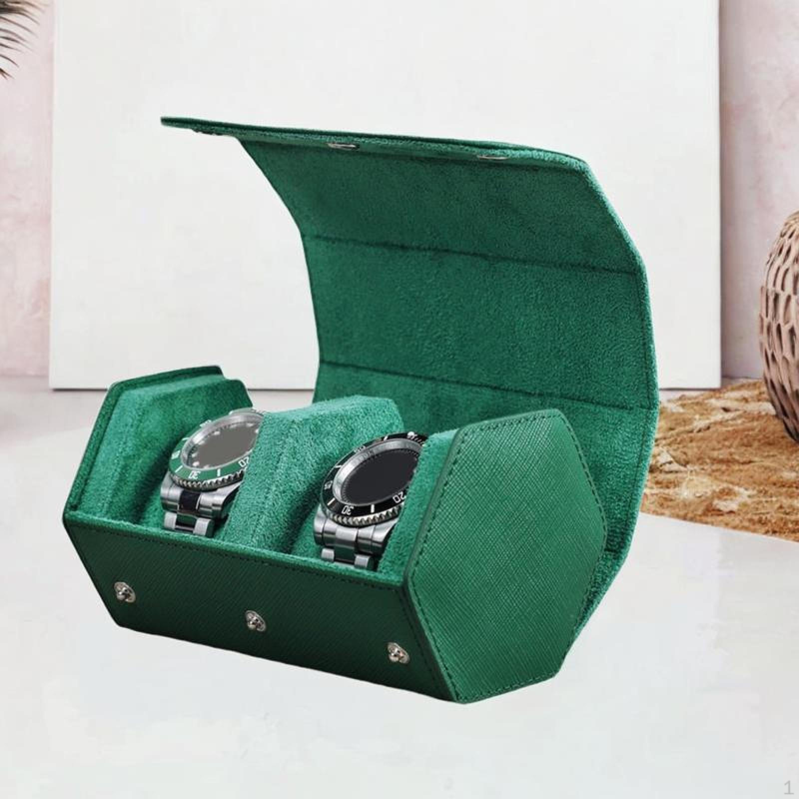 

Коробка для часов с 2 отделениями, практичная, устойчивая, из искусственной кожи, держатель для ювелирных изделий, футляр для часов зелёный