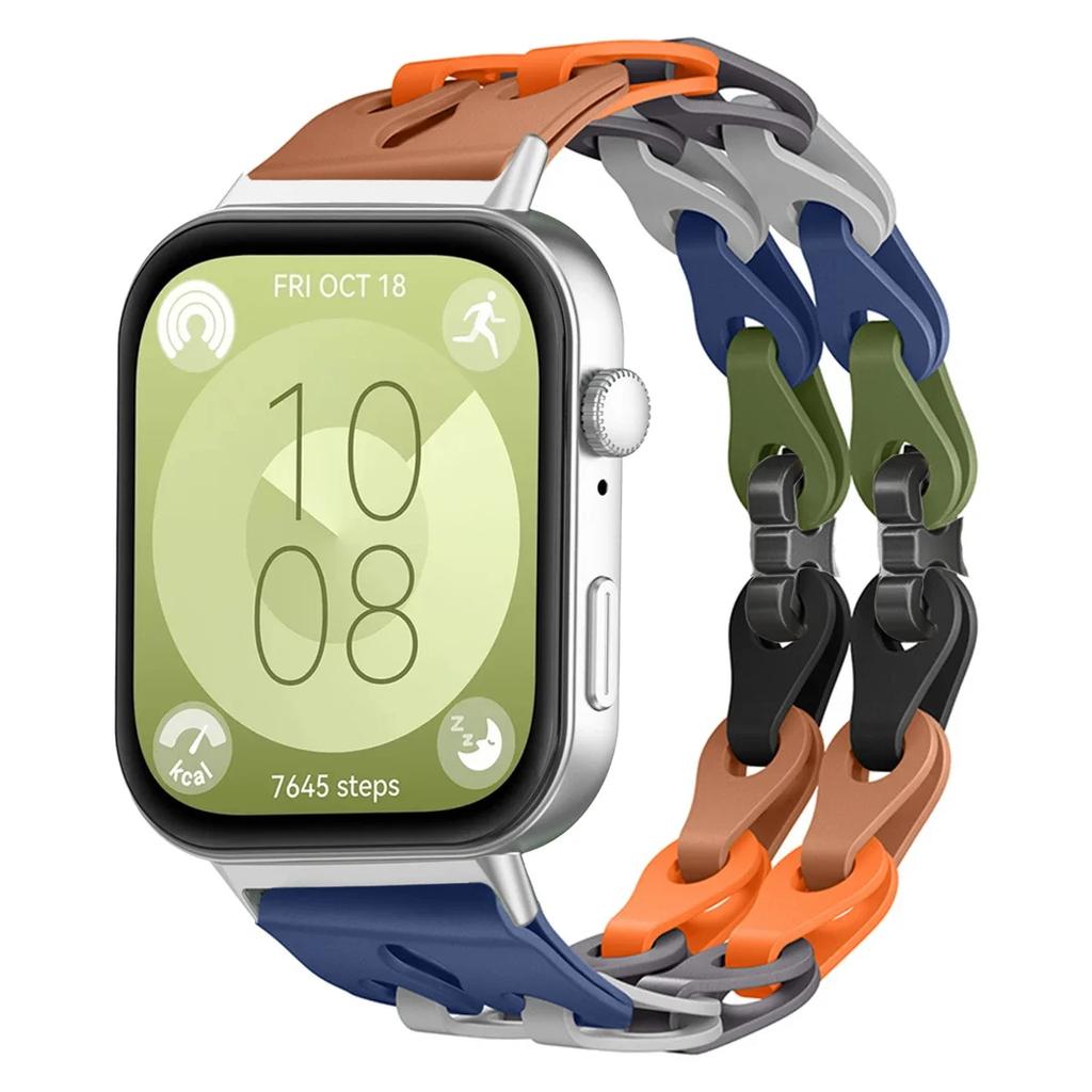 Silicone Chain Strap For Huawei Watch Fit 4 3 2 1 Wristband Bracelet Adjustable Band 18mm 20mm Replacement Strap