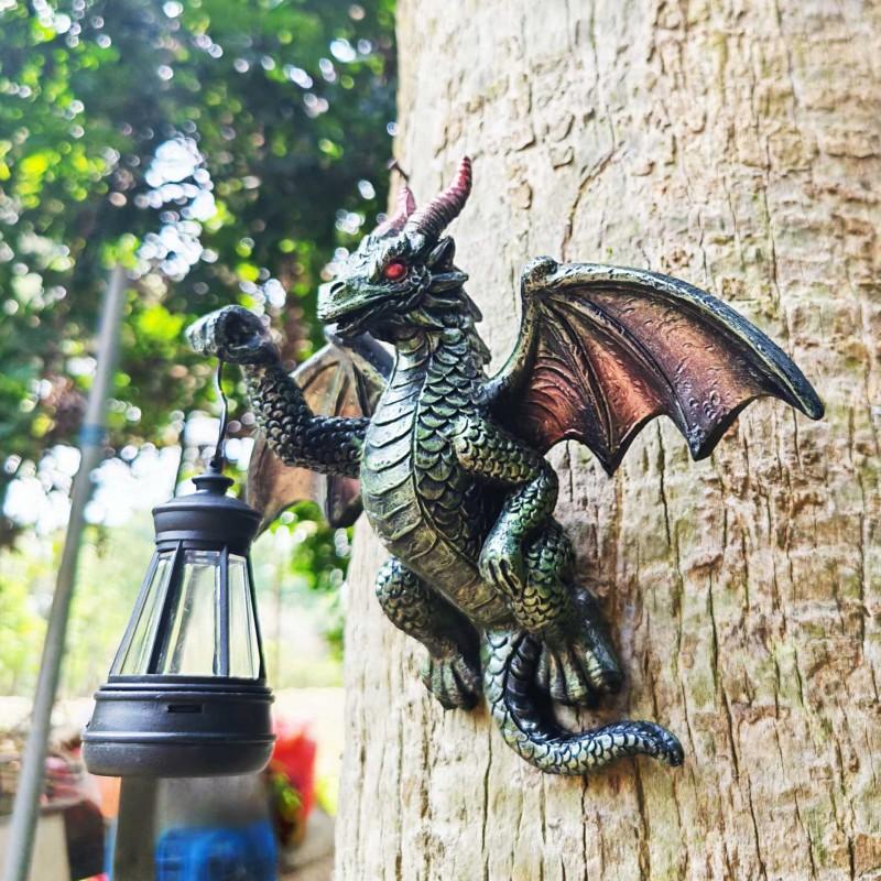 Solar-Powered Dinosaur Wall Decor Garden Yard Outdoor Lighting Decorative Hanging Ornament
