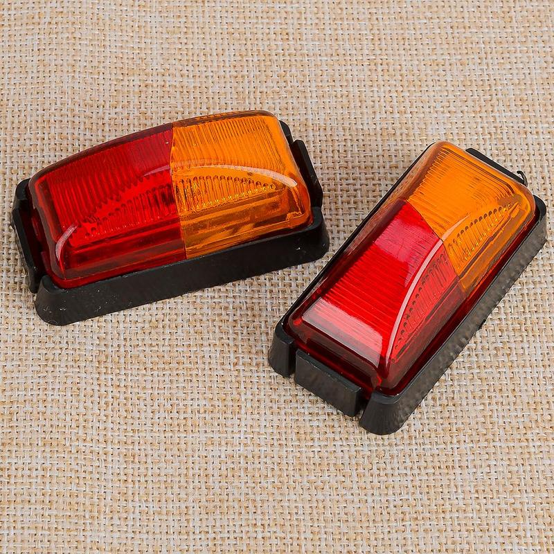 2pcs 10V-30V 8-LED Red & Amber Side Marker Light Clearance Lamp Universal for Car SUV Van Lorry RV Bus Boat Trailer Truck