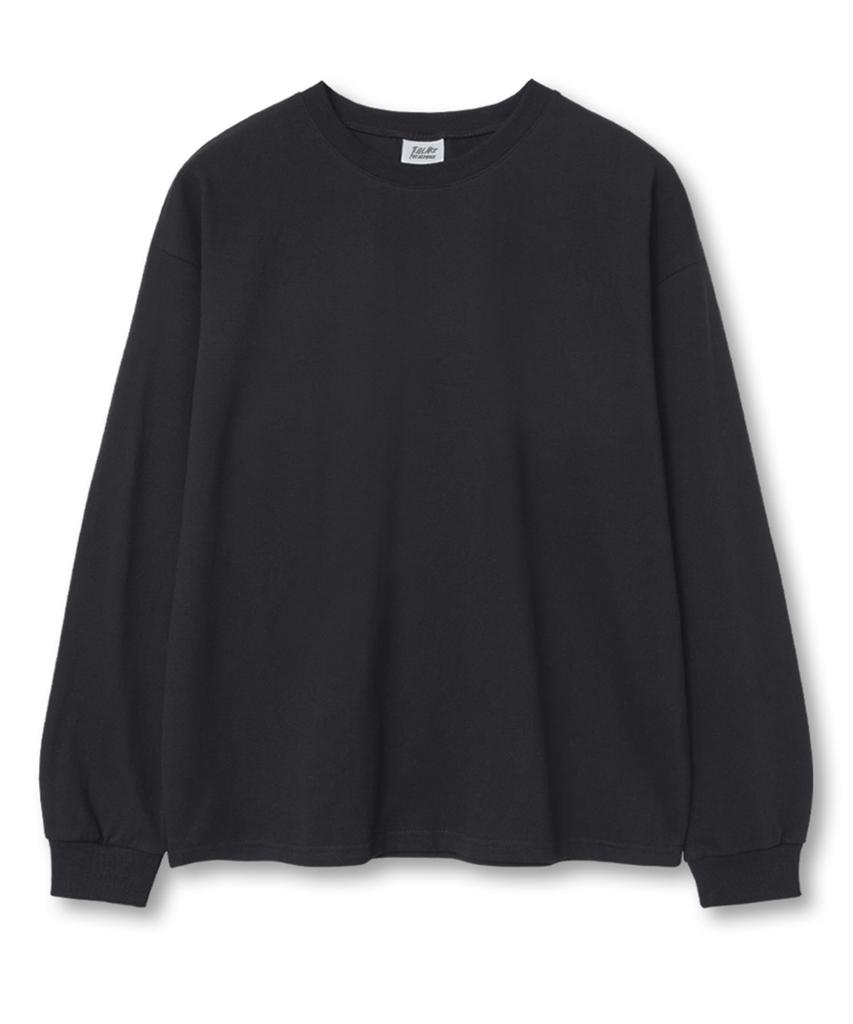 TI.GLAKE Plain Oversized Long Sleeve T-Shirt Dark Gray [Select Ribbed Sleeves]