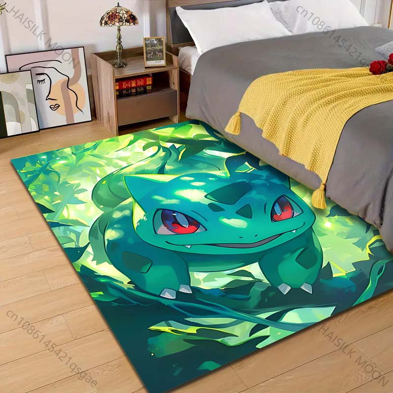 1PC P-Pokemon Bulbasaur Pattern Carpet for Living Room Bedroom Bedside Floor Mat Area Rug Home Large Area Decor Gift for Friends