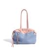 Versatile Underarm Women's Bag Retro Denim Splicing Cowhide Tote Bag Design Crossbody Shoulder Bag