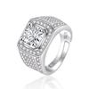 Large Men's Domineering Ring: 925 Sterling Silver, Copper, White Gold-Plated, One Carat Diamond Ring.