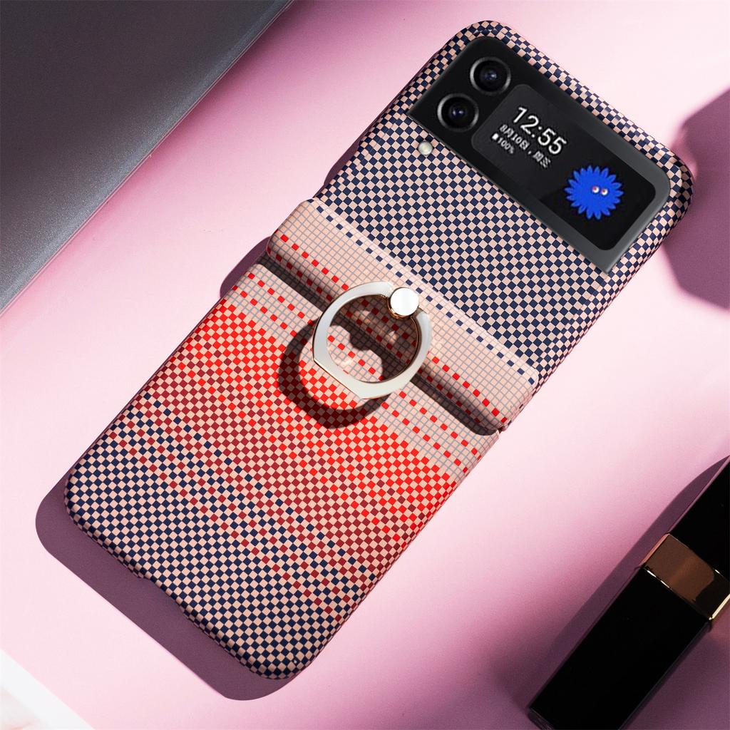 For Samsung Galaxy Z Flip4 5G/Flip3 5G Case Ring Holder Kickstand PC Phone Cover