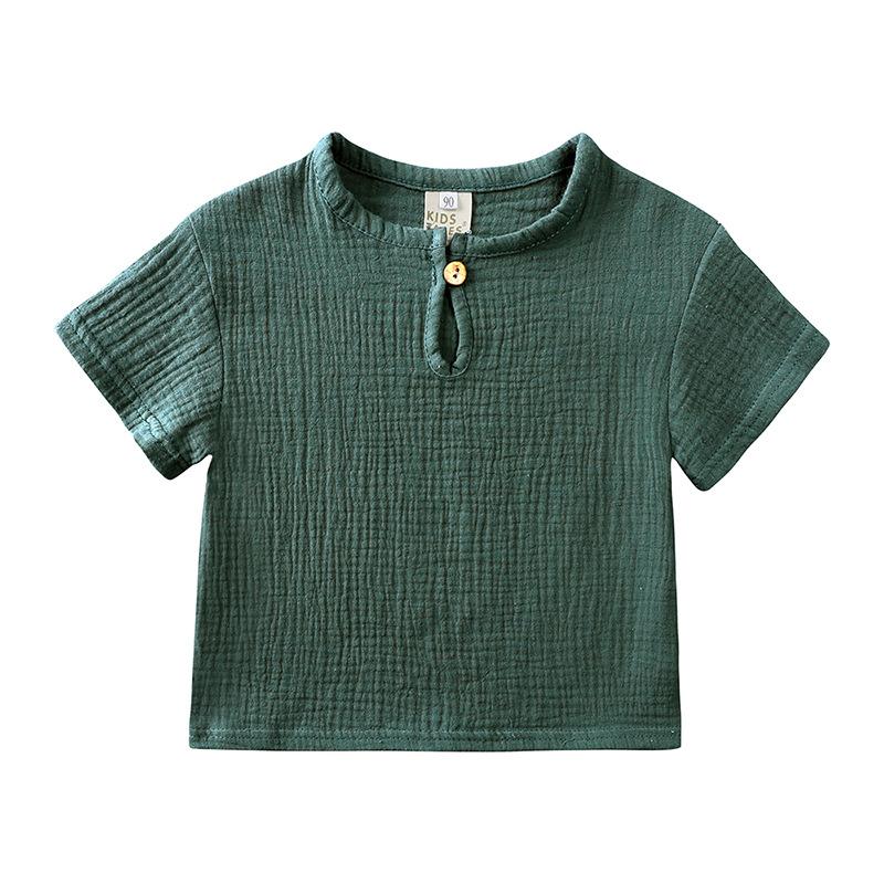 Baby Girls Boys 0-8 Years Summer Cotton and Linen Suit Buttons Short-sleeved Shirt Shorts 2pcs Clothing Set