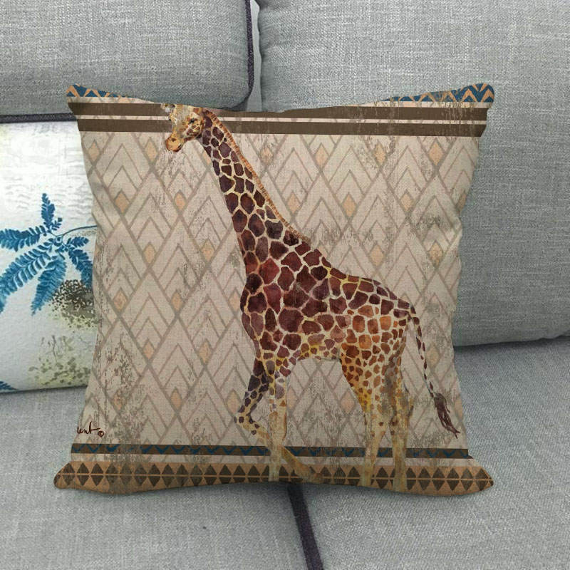 Nordic Vintage Animal Patterns Digital Printing Short Plush Pillow Covers For Car Sofa Office Cushion Cover Home Goods