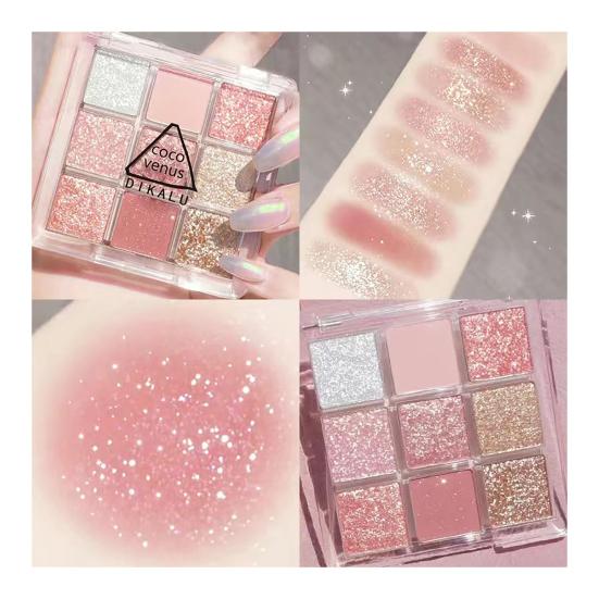 9 Colors Lasting Pearlescent Matte Eyeshadow Palette Glitter Powder Cosmetic