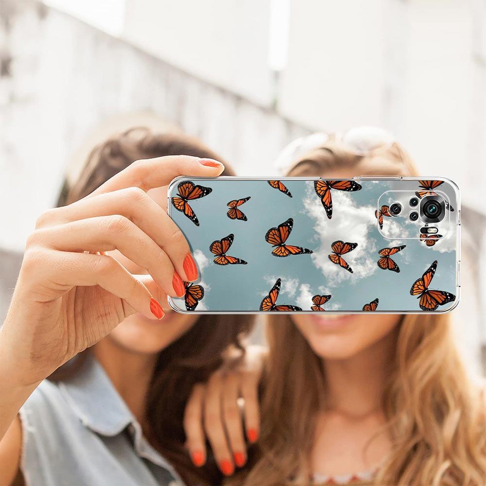 New Square Clear Soft Phone Case For Xiaomi Redmi Note 12 11 9S 9 8 10 Pro+ 7 8T 9C 9A 8A K40 Gaming Silicone Cover butterfly