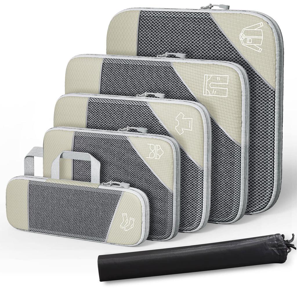 3/6PCS Portable Lightweight Suitcase Pouch Compressed Packing Cubes Travel Storage Bag Set With Shoe Bag Mesh Visual