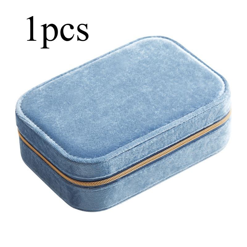 

1pcs Velvet Jewelry Box Multifunctional Storage Box Velvet Storage Box Suitable for Storing Earrings Bracelets and Rings синій