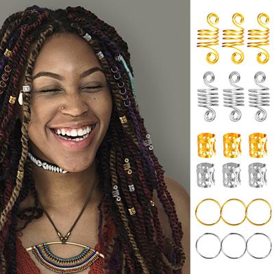 Yousheng 60 Stück Zöpfe Manschetten Ringe Glanz Haarverlängerung Anti-Fall Kopfschmuck Anti-Rost Silber Goldene Farbe Dreadlock Perlen Verstellbare Manschetten