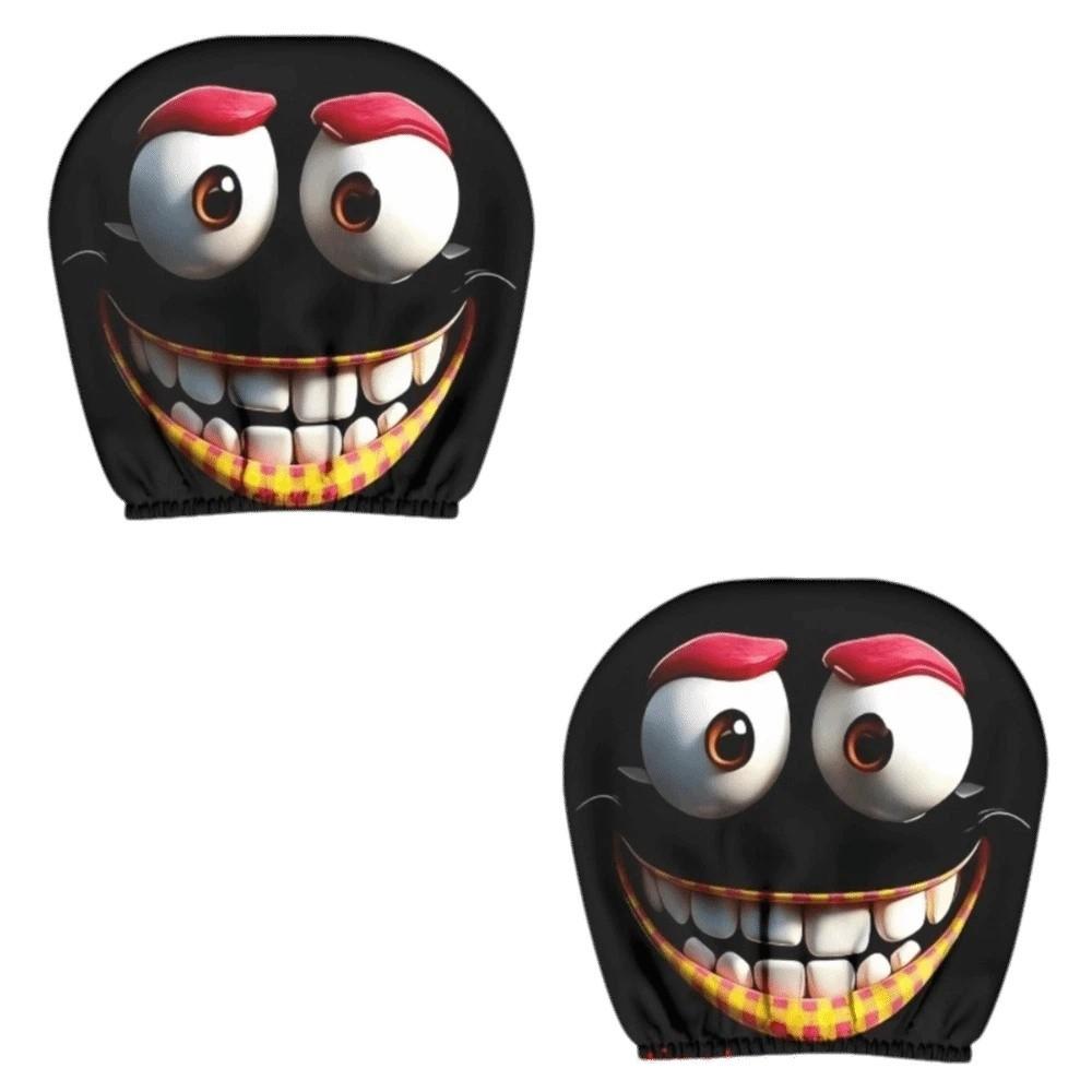 2PCS Cartoon Car Headrest Covers Exaggerated Car Seat Headcover Halloween Christmas Holiday