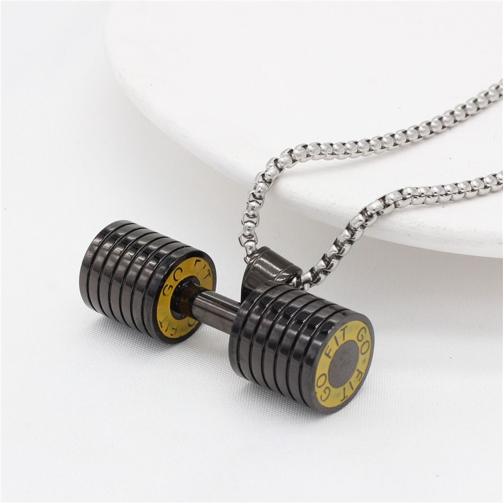 Zinc Zinc Alloy Dumbbell Necklace Strength Training Dumbbell Sports Necklace  Jewelry Accessories