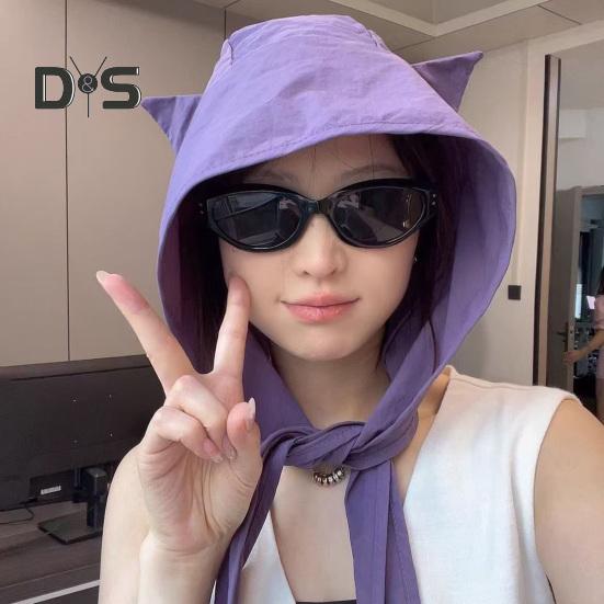 Sunshade Hat with Fixed Straps Adjustable Elasticity Breathable Quick-Drying Demon Hat Solid Color Design Lace-up Hat