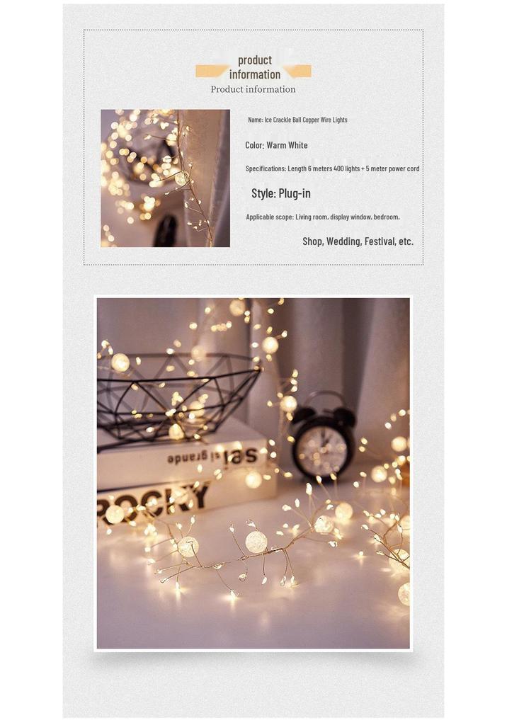 LED Waterproof Crackle Ball String Lights with Remote Control - Decorative Fairy Lights