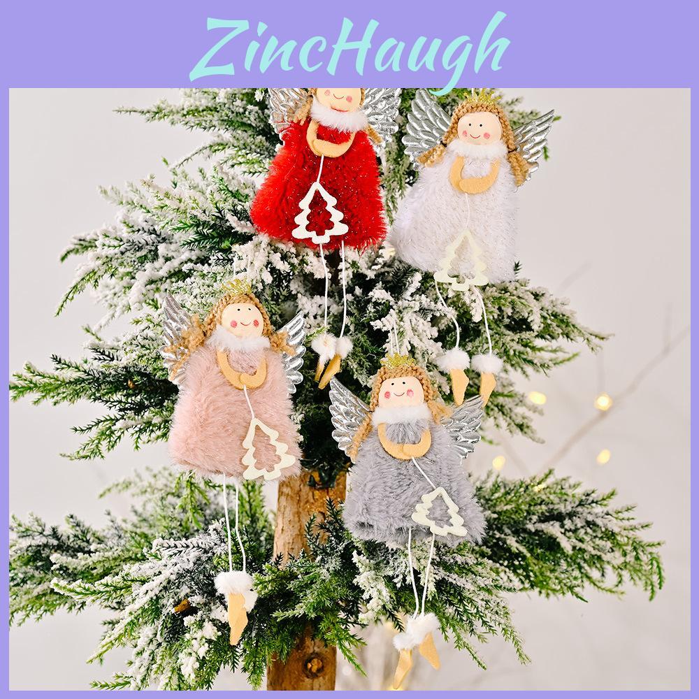 Christmas Angel Decor Silver Wings Fabric Ornament For Festive Tree Scene