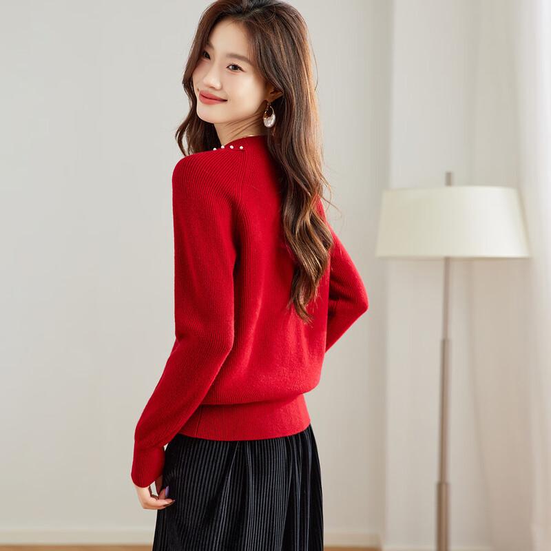 Srcr Women's Bead-Embellished 100% Wool Knit Sweater