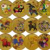 12 Zodiac Commemorative Medals, Colorful Zodiac Coins, Chicken, Rat, Horse, Cow, Sheep, Dog, Monkey, Snake, Rabbit, Tiger, Dragon, Pig, Craft Gift