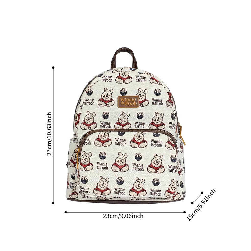 MESUCA Disney Backpack, Winnie the Pooh, Stylish Casual Backpack, Popular Mother's Backpack, Waterproof, Lightweight, Large Capacity, Canvas Backpack