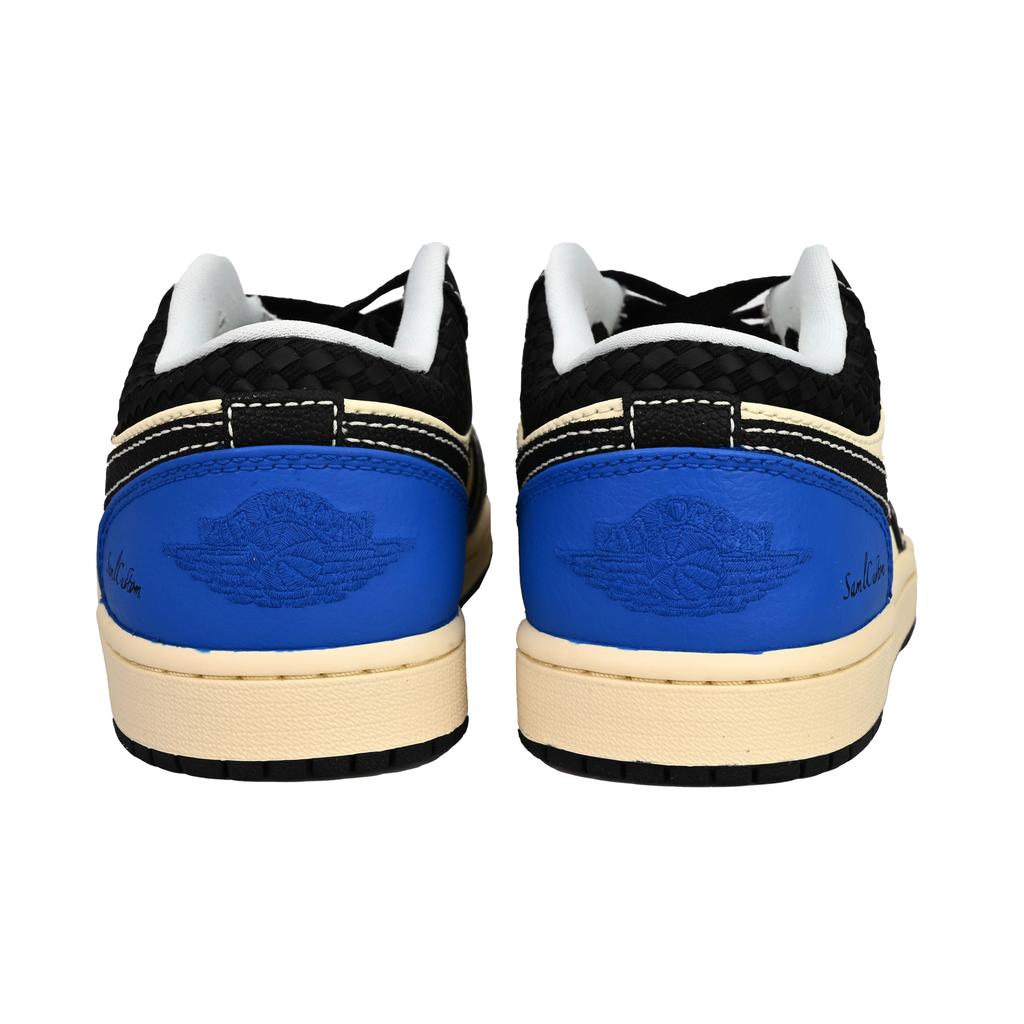 Jordan Air Jordan 1 Breathable Low top Vintage Basketball Shoes Men's Beige Black Blue HQ3437-101(Team6-)
