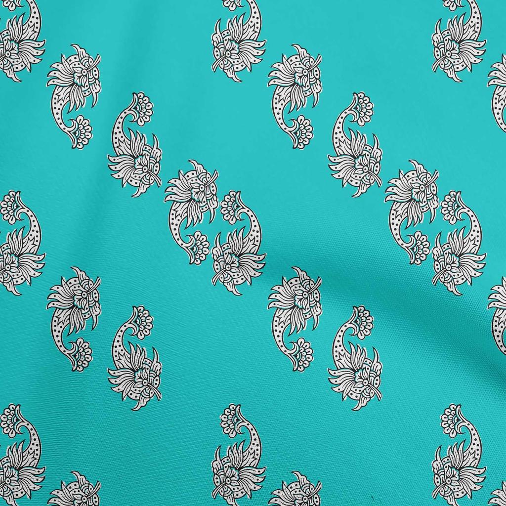 oneOone Georgette Viscose Green Fabric Block Sewing Material Print Fabric By The Yard 42 Inch