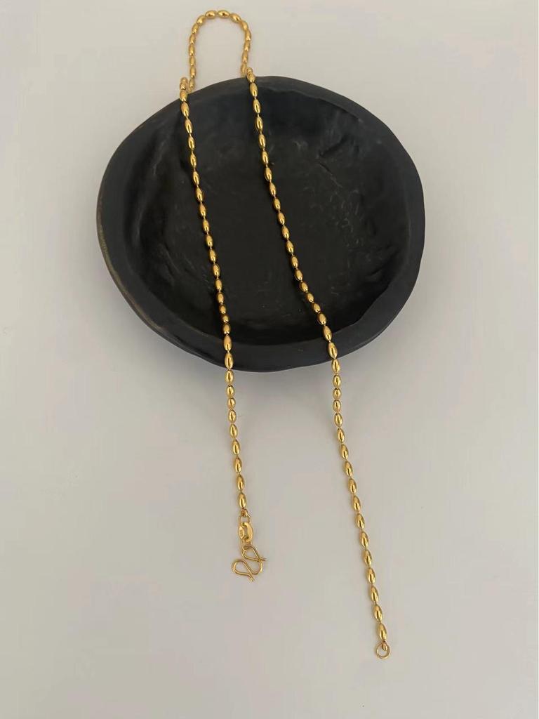 24K Gold Electroplated Sunflower Titanium Steel Necklace with Starry Beads and M-Clasp Design