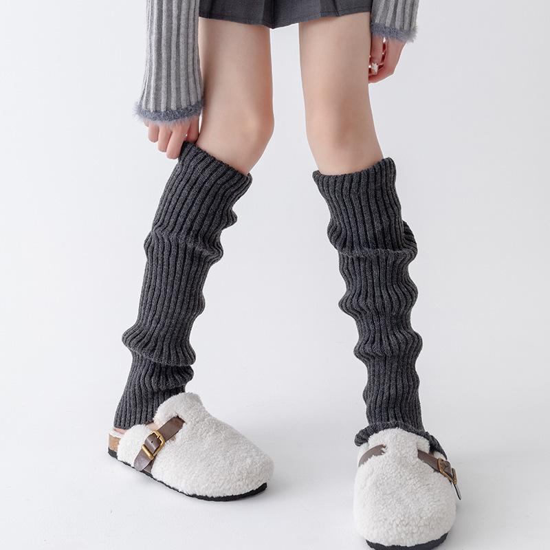 Women's Autumn and Winter Thick Calf Socks, Brown Warm Flat Knitting Long Tube Woolen Yarn