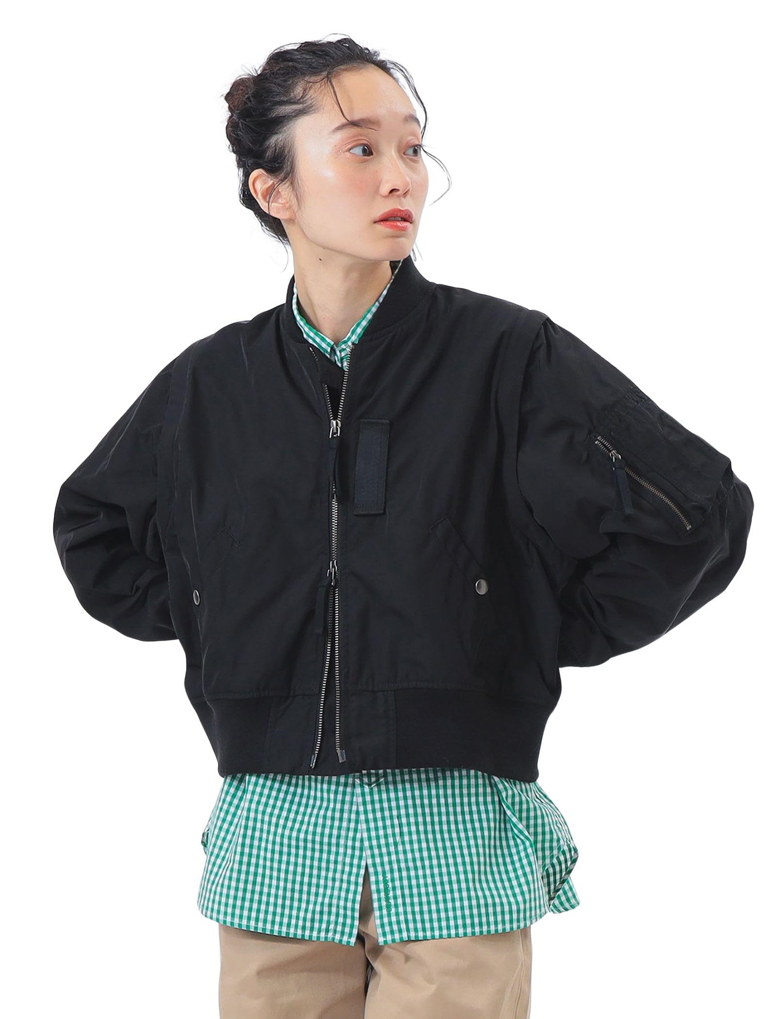 

Beams Boy Women s Detachable Sleeve Military Blouson, Black/Free