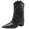 Retro European and American short boots autumn and winter design sense rivet pipe boots small pointed western cowboy knight boots