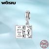 WOSTU 925 Silver Religious Openable Bible Book Charm Cross Faith Pendant Celtic Knot bead Fir Bracelet DIY Family Gift