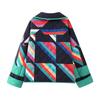 2023 Retro Y2K Colorful Print V-Neck Cotton-Padded Jacket for Women