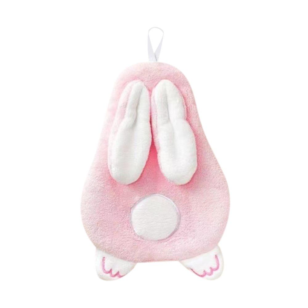 Cute Rabbit Style Hand Towel Absorbent Cartoon Hanging Towel Hanging Design Quick-Dry Cleaning Rag Household